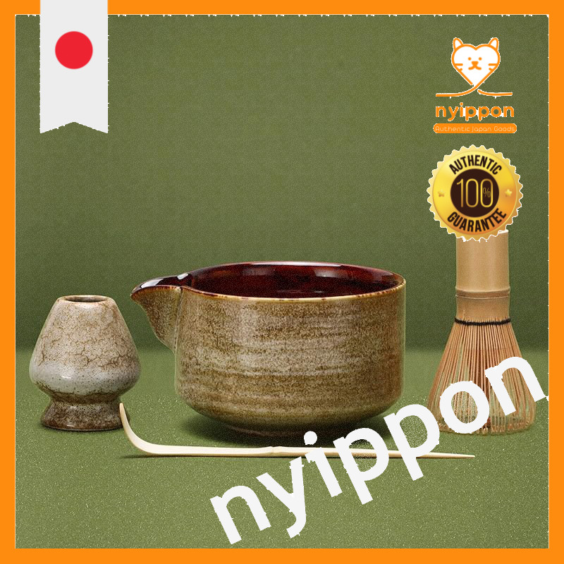 DiDiBirDi Matcha Bowl Set, 4-piece Tea Ceremony Set, Matcha Bowl, Matcha Whisk Stand