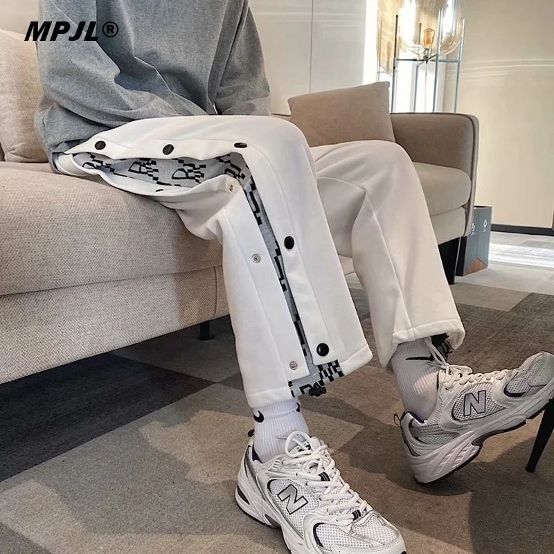 Street Wear Street-Breasted เย็บกางเกง Hip-Hop High Street หลวมตรงกางเกงลําลอง20250617