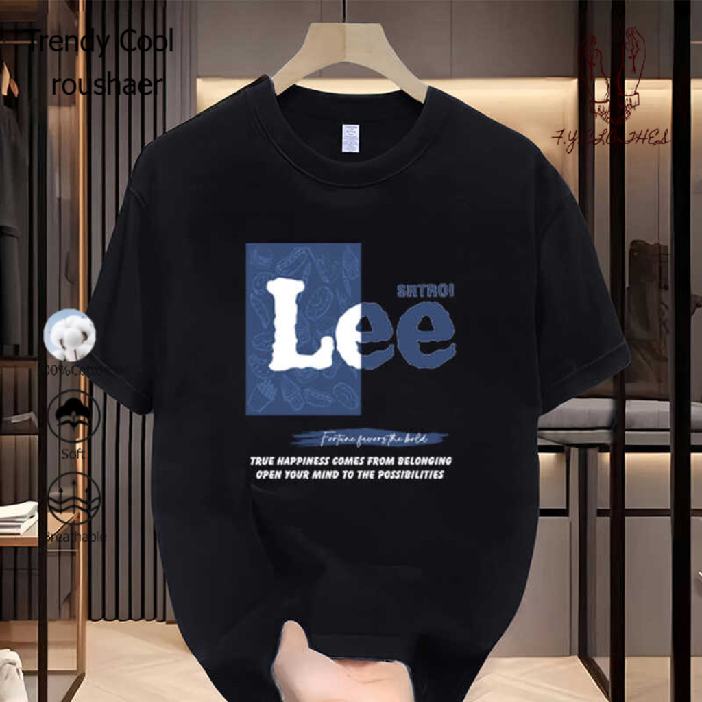 (จัดส่งตลอด 24 ชั่วโมง) เสื้อยืดแขนสั้นผ้าฝ้ายสไตล์ขี้เกียจร่วมพิมพ์ลายฤดูใบไม้ผลิและฤดูร้อนของผู้ชาย
