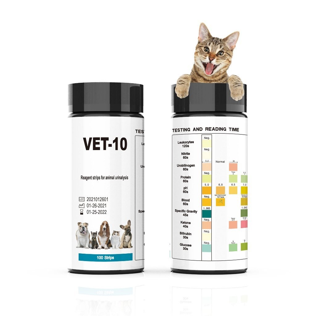 10 in 1 Vet Urine test strips 100PCS urine calcium test strips urine analysis test strip for dog and