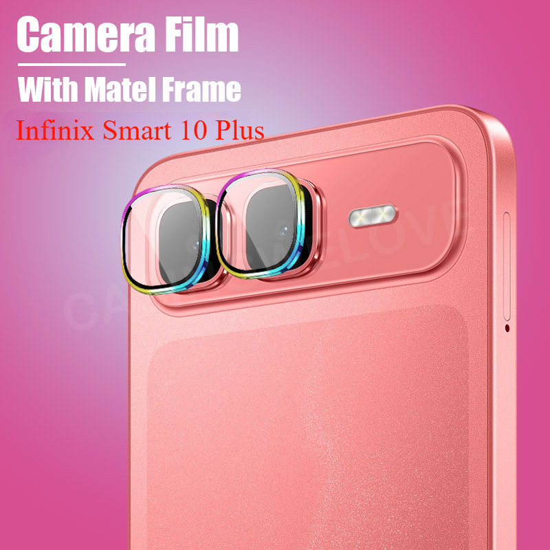สําหรับ Infinix Smart 10 Plus Smart10 9 10Plus 4G 2025 ตําแหน่งโลหะเลนส์กล้องแหวนกระจกคลุมทั้งหมดเลนส์ Protector กระจกนิรภัยป้องกันรอยขีดข่วน