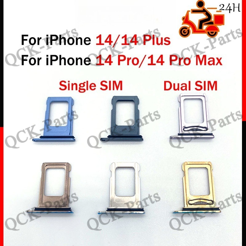 Dual / Single Sim Card ถาดสําหรับ iphone 14 Plus / 14 Pro Max ถาดซิมการ์ดผู้ถือการ์ด Reader SD Slot Adapter อะไหล่