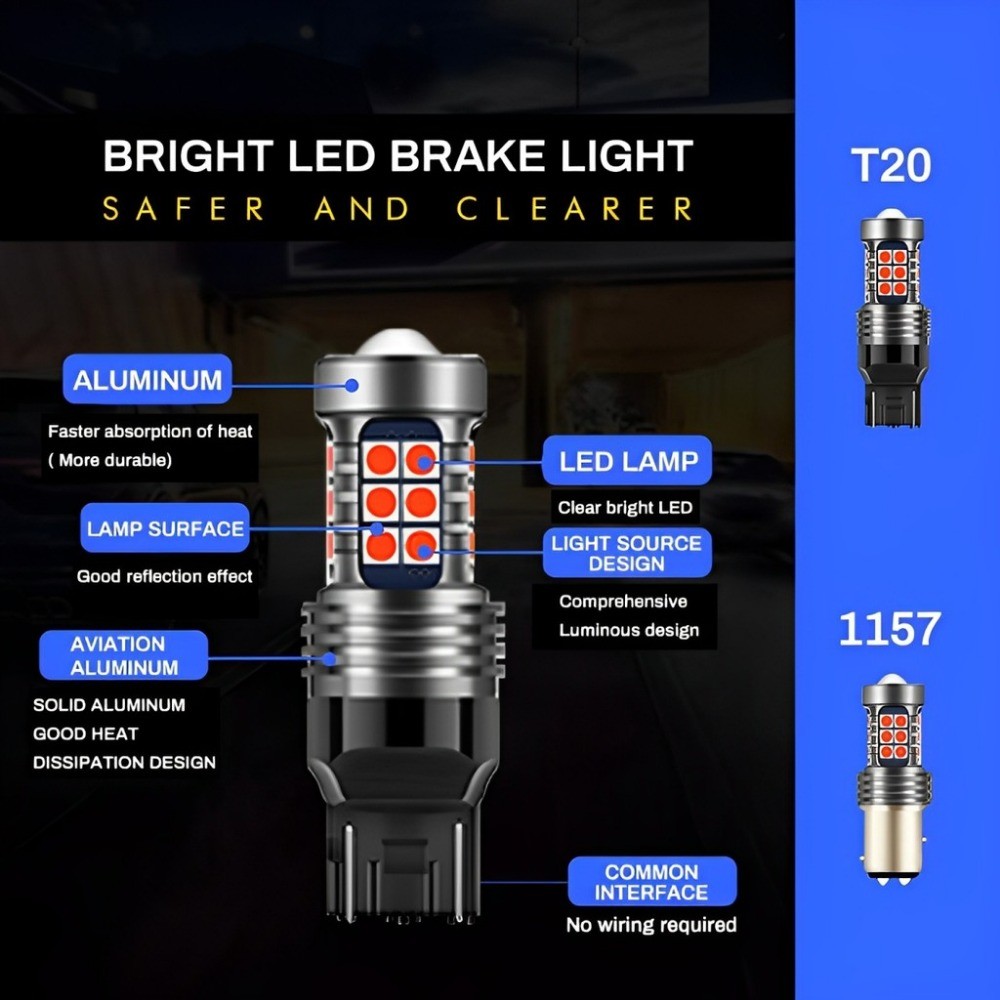 1 ชิ้น 27LED รถไฟท้ายเบรคหลอดไฟ 7443 1157 BAY15D 1156 Super Bright Strobe โหมดแฟลช 3 ครั้งไฟเลี้ยว - รูปที่ 3