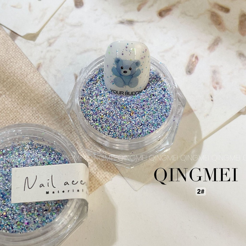 สไตล์เกาหลี อิน สั้นเล็บอนุภาคบรรยากาศวัสดุผงวันหยุดที่มีสีสันฤดูร้อนน้ําตาลผสมผงหินขัดผง - รูปที่ 5