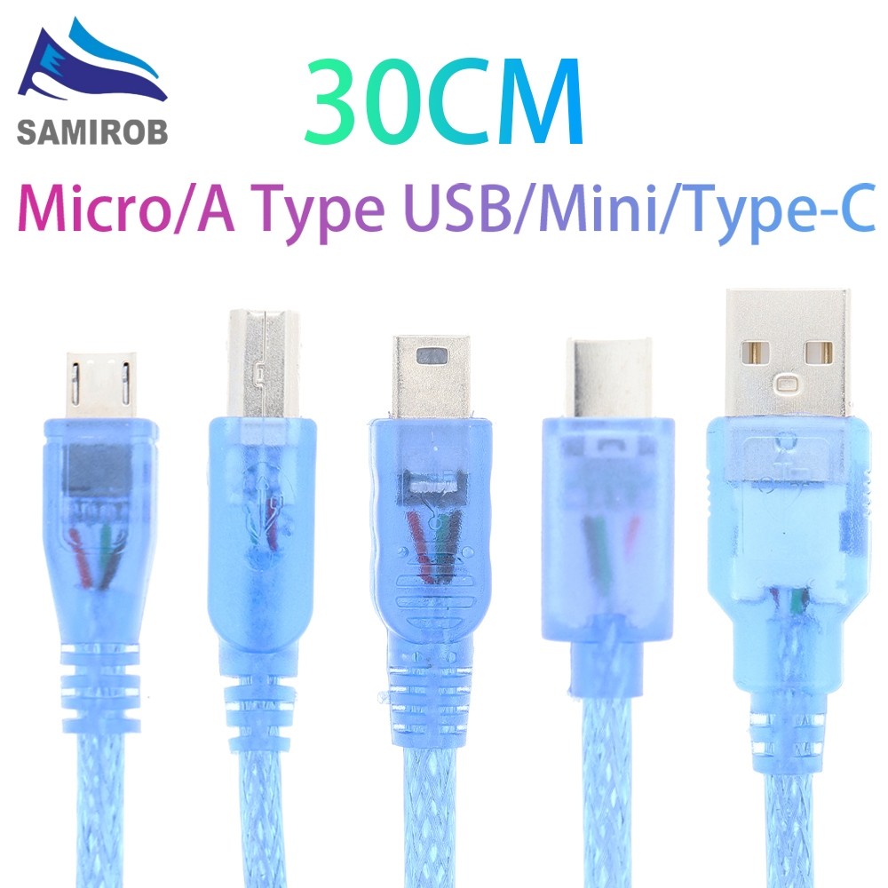 สาย USB 30 ซม. สาย UNO R3/สาย Micro USB/สาย Type-C/Nano 3.0 USB to mini USB/ UNO R3/Mega 2560 R3/USB-A ถึง USB-B และ arduino สําหรับ