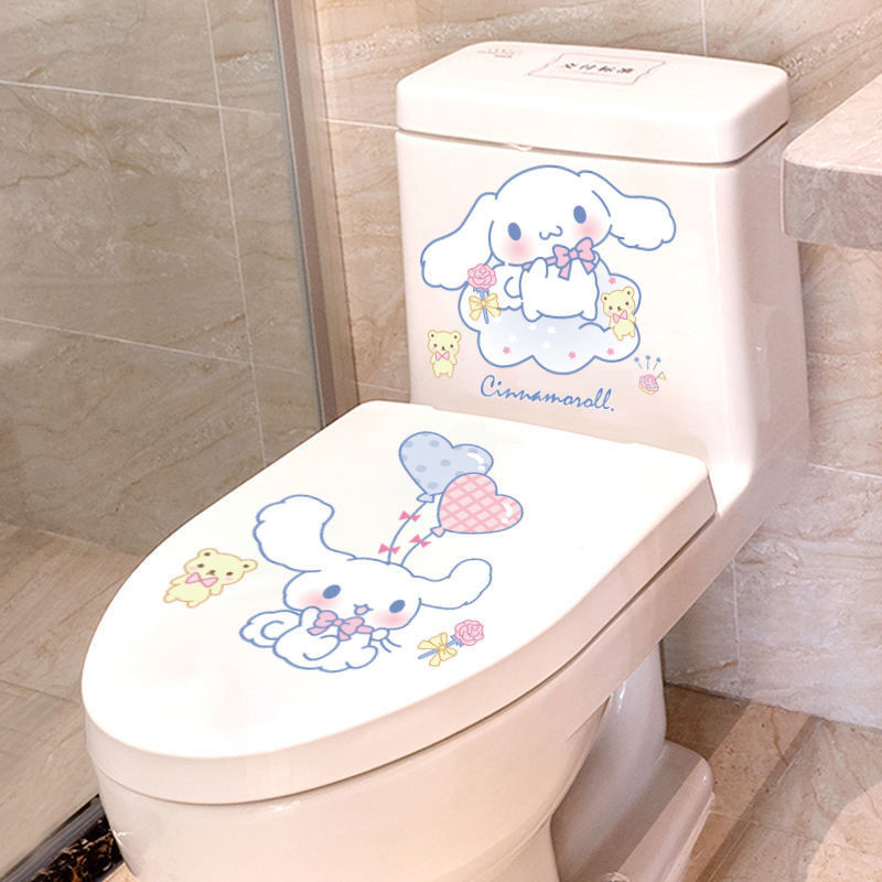 สติ๊กเกอร์ติดห้องน้ํา 2ชิ้น, สติ๊กเกอร์กันน้ํา, สติ๊กเกอร์ตกแต่งการ์ตูนติดผนังที่นั่งชักโครก