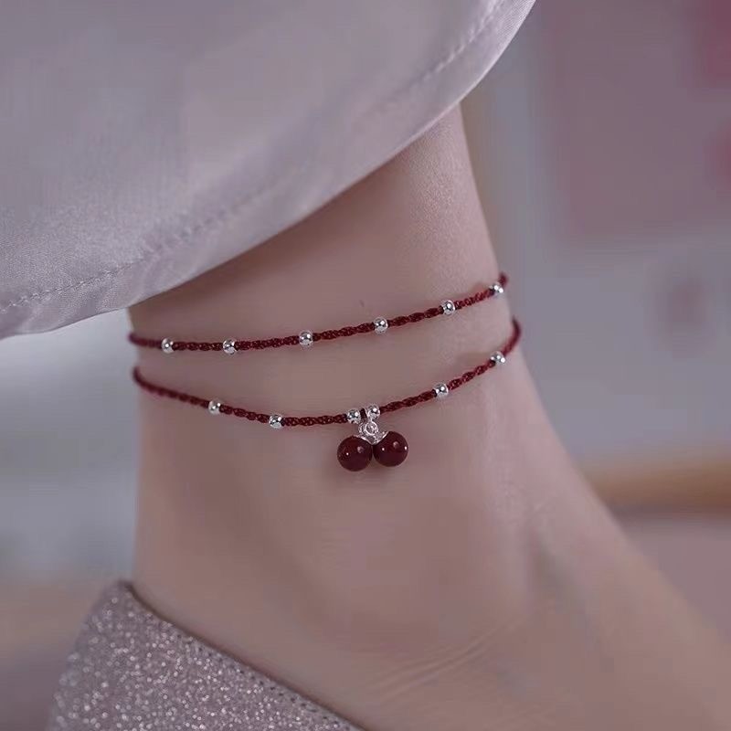 สีแดงสตริงโชคดีลูกปัดกําไลข้อเท้าระฆังกําไลข้อเท้าผู้หญิงที่เรียบง่ายกําไลข้อเท้าอุปกรณ์เสริมขายส่งของขวัญ