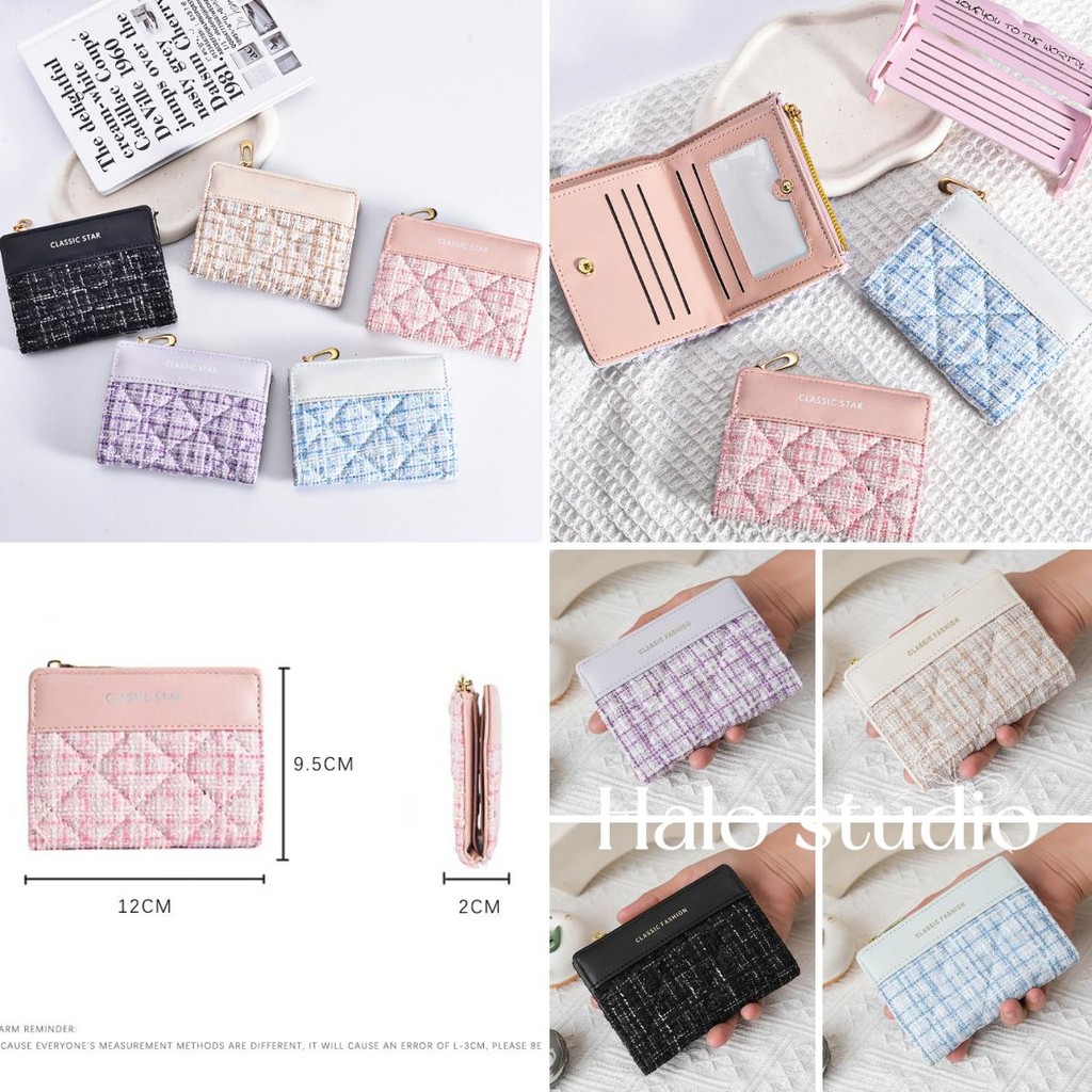 Halo studio พร้อมส่ง กระเป๋าสตางค์ใบสั้นสไตล์ Chanel ขนาดเล็กใหม่ กระเป๋าสตางค์ผู้หญิงใบสั้นปักเพชรระดับไฮเอนด์ ราคา ถูกที่สุด ดีลบีเคเค แกลเลอรีภาพที่ 2