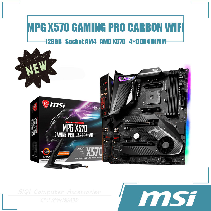 [ใหม่] MSI MPG X570 GAMING PRO CARBON เมนบอร์ด WIFI 4DDR4 DIMM AMD X570 เมนบอร์ดเดสก์ท็อป