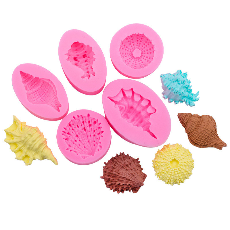 Ocean Conch Shell ปลาดาวแม่พิมพ์ซิลิโคน DIY Fondant Sugarcraft แม่พิมพ์เค้กตกแต่งเบเกอรี่เครื่องมือ