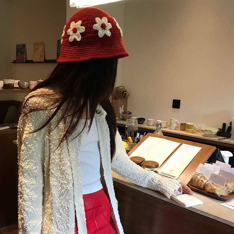 ร้านค้าไทย🔥หมวกบักเก็ตผ้าถักนิตติ้ง ลายดอกไม้ กันลมให้ความอบอุ่นแบบหนา แฟชั่นสไตล์เกาหลี ระบายอากาศได้ดี สําหรับผู้หญิง - รูปที่ 4