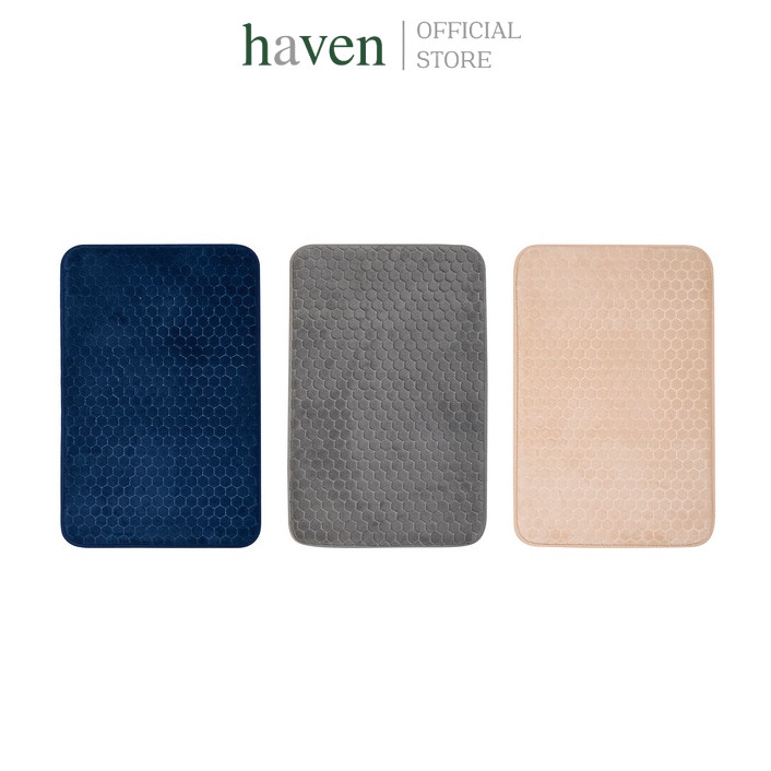 Haven พรมเช็ดเท้า 24MMF Coralfleec Embossed ขนาด 40x60 ซม. ซับน้ำดี นุ่มพิเศษ แห้งเร็ว