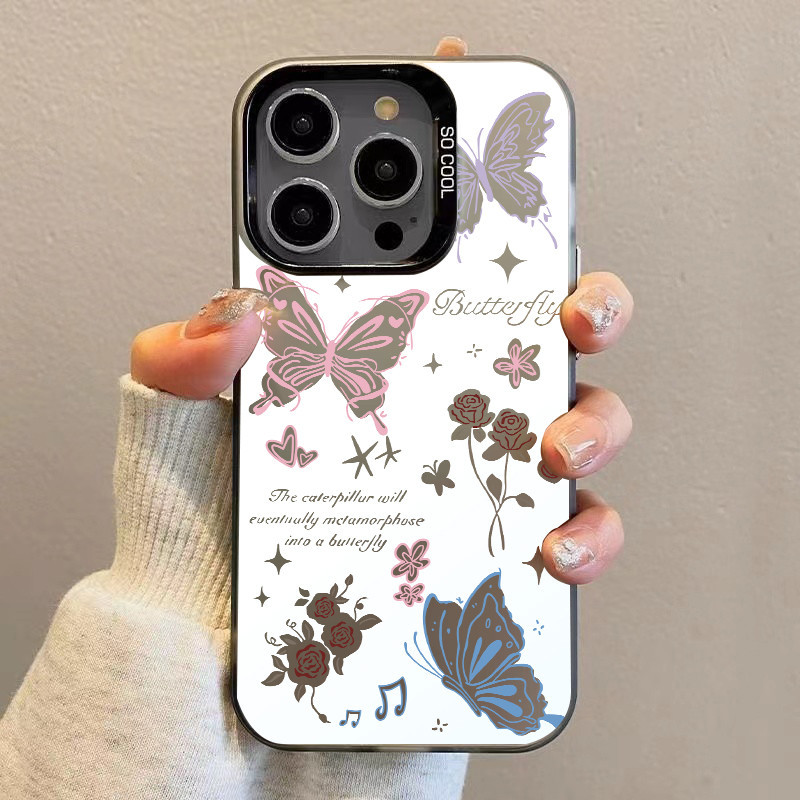 ❤️SUN❤️For เคสไอโฟน 11 iPhone17 12 13 14 15 16 ProMax Matte Butterfly Rose Laser Case For ip7 8 16 15 PLUS X/XS XR XSMAX ราคา ถูกที่สุด ดีลบีเคเค แกลเลอรีภาพที่ 7