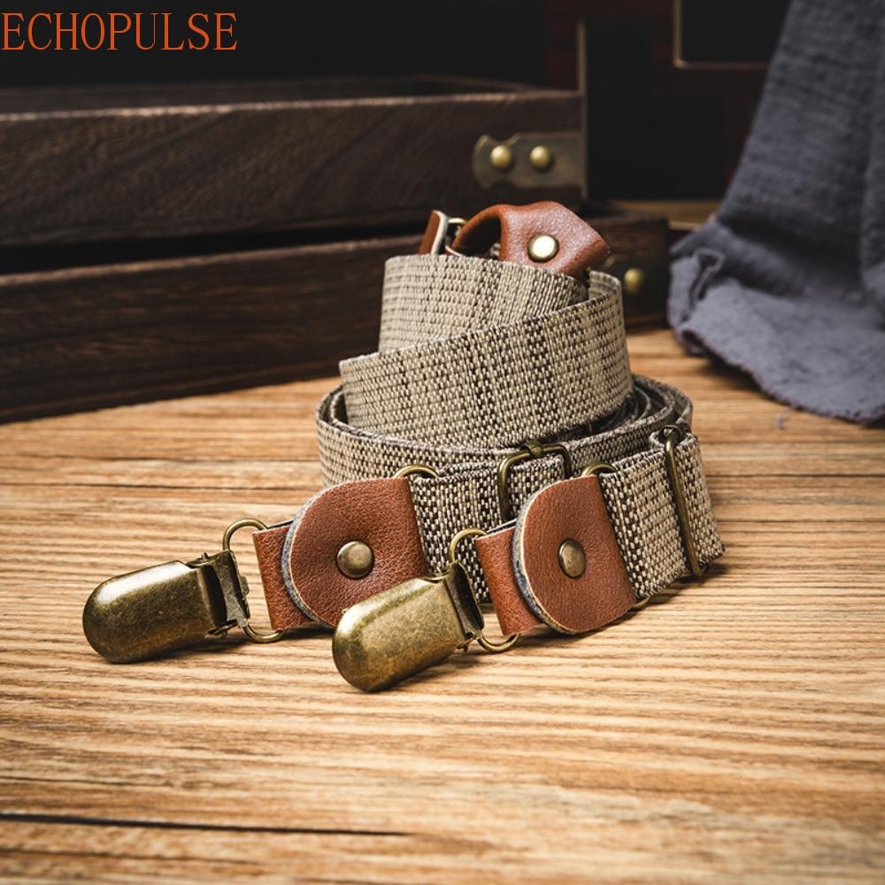 ECHOPULSE Suspenders สําหรับผู้ชาย, Retro สไตล์อังกฤษ Y-Type Suspenders, Casual คลิปโลหะ Anti-slip อุปกรณ์เสริม Strip Suspender คลิปของขวัญ
