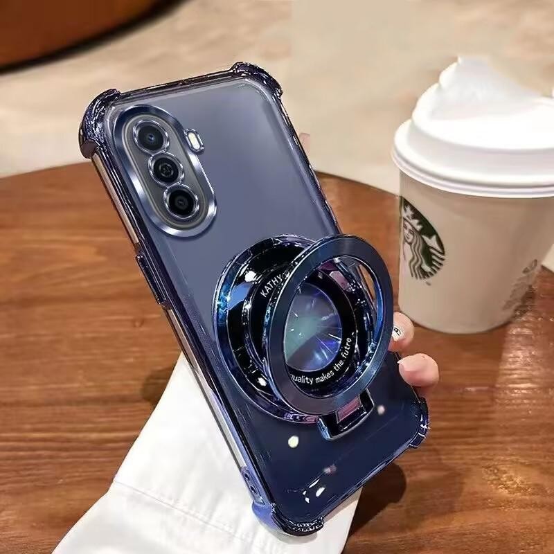 สําหรับ Huawei nova Y70 กรณีกันกระแทก Electroplated TPU Stand ฝาหลังเคสโทรศัพท์สําหรับ Huawei nova Y