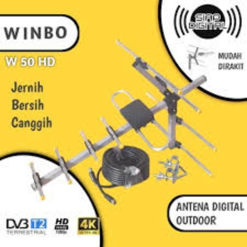 WINBO W-50 Outdoor DIGITAL TV ANTENNA + สาย 10 เมตร DVBT2 DIGITAL OUTDOOR TV ANTENNA