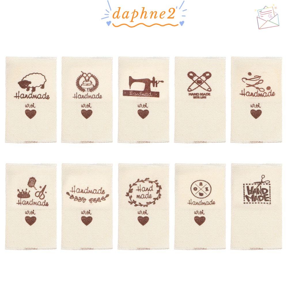 DAPHNES 50 ชิ้นผ้าป้ายตัดเย็บ DIY รูปหัวใจ|ป้ายติดเสื้อผ้า