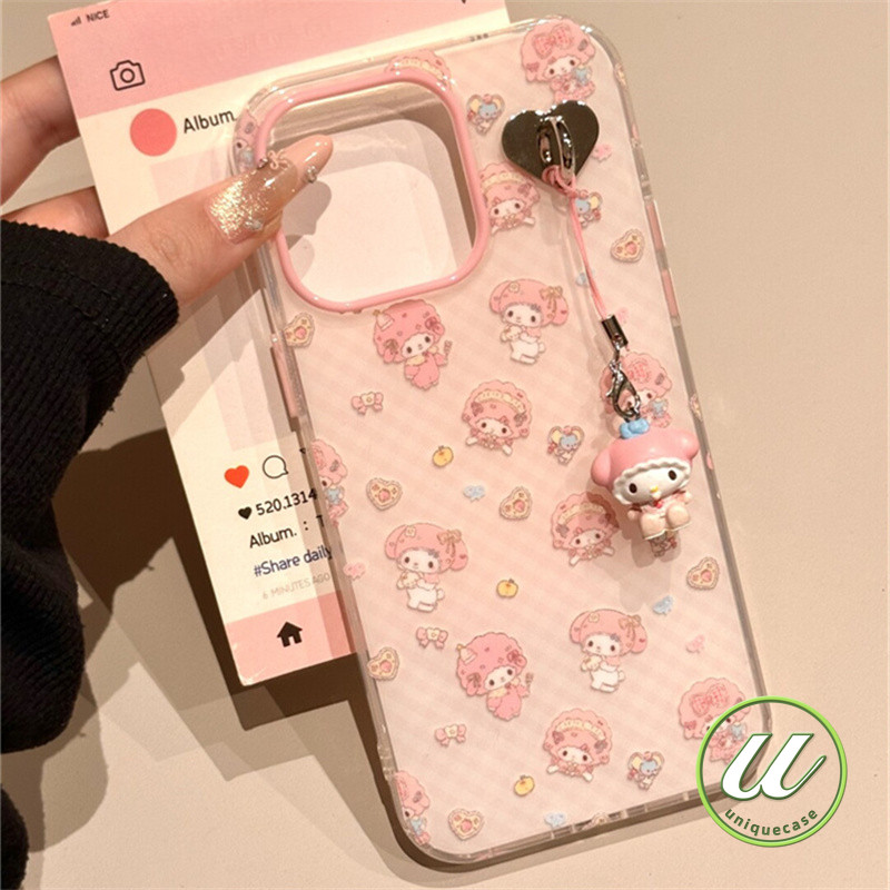 การ์ตูนเมโลดี้รักหัวใจโบว์ผูกดูเดิล เคส OPPO A18 A77 A17K A15 A58 A38 A57 A17 A12 A54 A3S A78 A53 A5s A16 A7 Reno 10 12