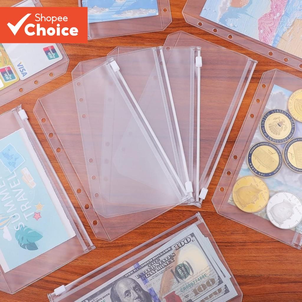 แฟ้ม LR A4 และขนาดยาว Organizer, A6/A5 PP Binder ฝาครอบใส 6 หลุมหลวมสําหรับเครื่องเขียนเงินผู้ถือเอกสาร