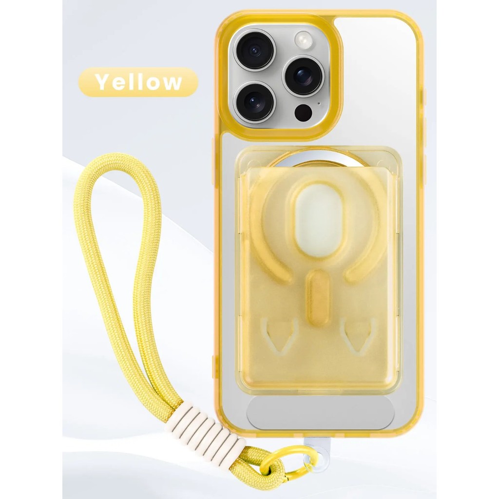 พร้อมช่องใส่การ์ด Lanyard 3 in1 สําหรับ iPhone 16 15 14 13 12 11 Pro Max เคสป้องกันโทรศัพท์พร้อมแม่เหล็กโปร่งใส Frosted กระเป๋าการ์ด