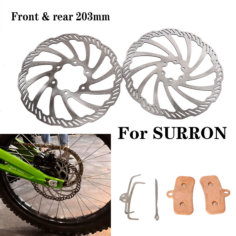 รถจักรยานยนต์ 203 มม.ด้านหน้าด้านหลังดิสก์เบรกโรเตอร์เบรคสําหรับ Surron Sur-Ron Sur Ron Light Bee X ไฟฟ้า Dirt Bike EBike Off-Road อุปกรณ์เสริม