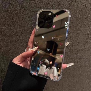 ปลอกสําหรับ Samsung A56 A06 A15 A35 A36 A55 A16 A52 4G S25 Ultra S24 S23 FE S22 Plus น่ารัก Love Heart กระจก Make Up กระจกนุ่มกันกระแทก