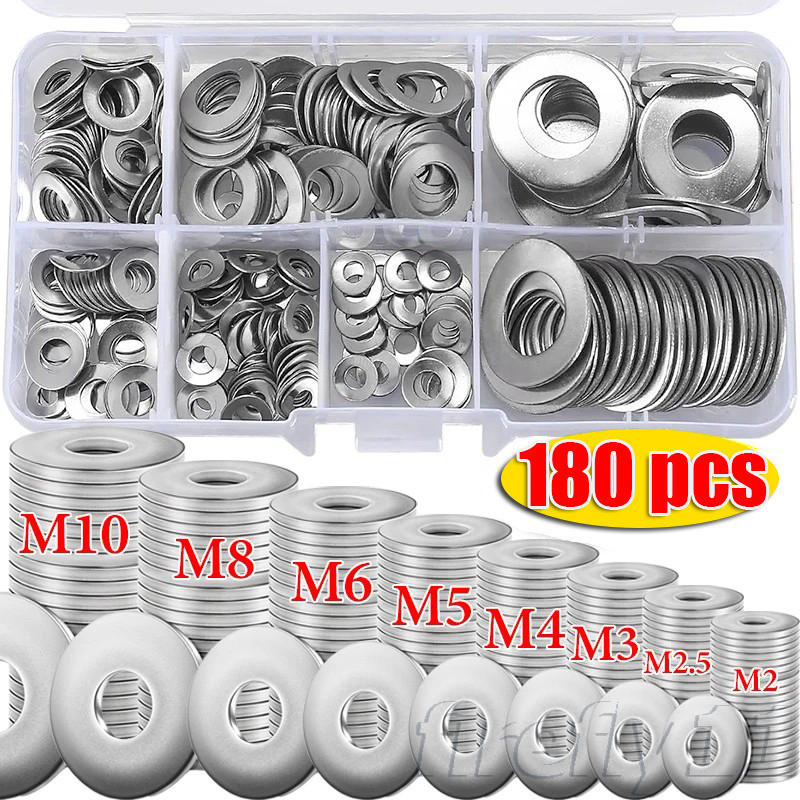 เครื่องซักผ้าแบบแบนสแตนเลส Assortment - ตัวเว้นวรรคโลหะกันสนิมสําหรับ M2 M3 M4 M5 M6 M8 M10 - ปรับปะเก็น Shim