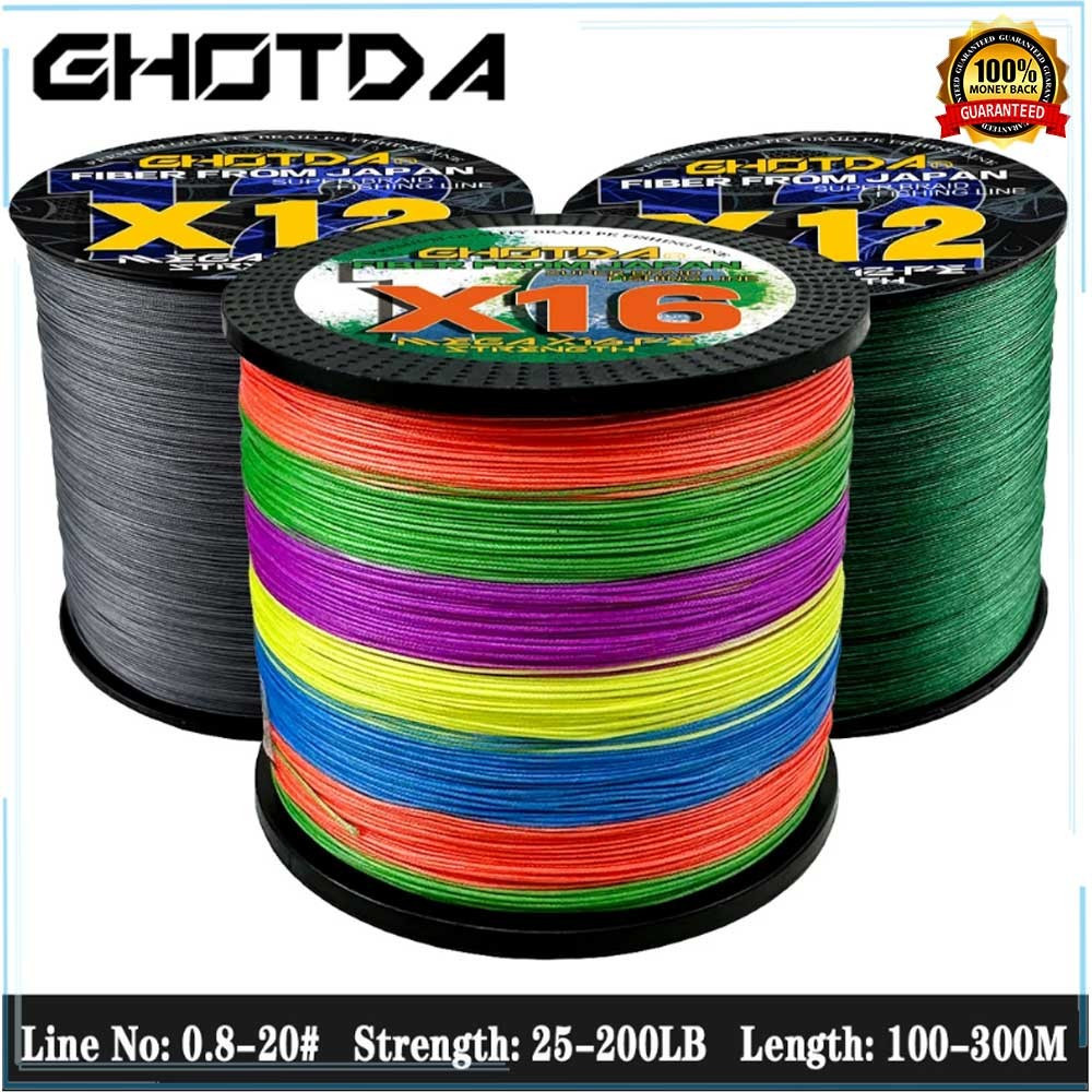 สายตกปลา GHOTDA แบบยาว PE ถัก 1000M 16 เส้น 25-200LB แข็งแรงมาก หลายสี หลายเส้น สายตกปลาน้ำเค็ม สายตกปลาปลาคาร์พญี่ปุ่น เครื่องมือสายตกปลา