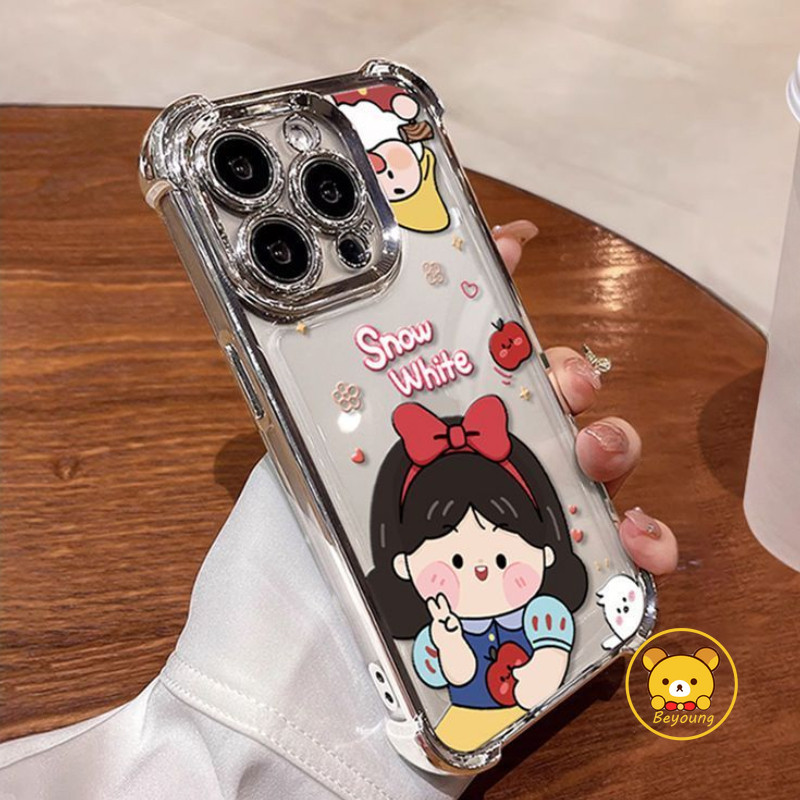ชุบถุงลมนิรภัยเคสโทรศัพท์สําหรับ Vivo iQOO 13 12 7 Neo 10 9 8 7 5 Neo9 Neo8 Pro SE 5G 4G ปลอกโปร่งใสการ์ตูนสโนว์ไวท์น่ารัก Alice Clear Soft ฝาหลัง