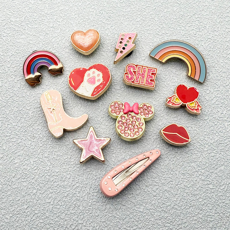 Metal Jibbitz Metal Rainbow Shoe Buckle Pink Girl Hole Shoe Accessories