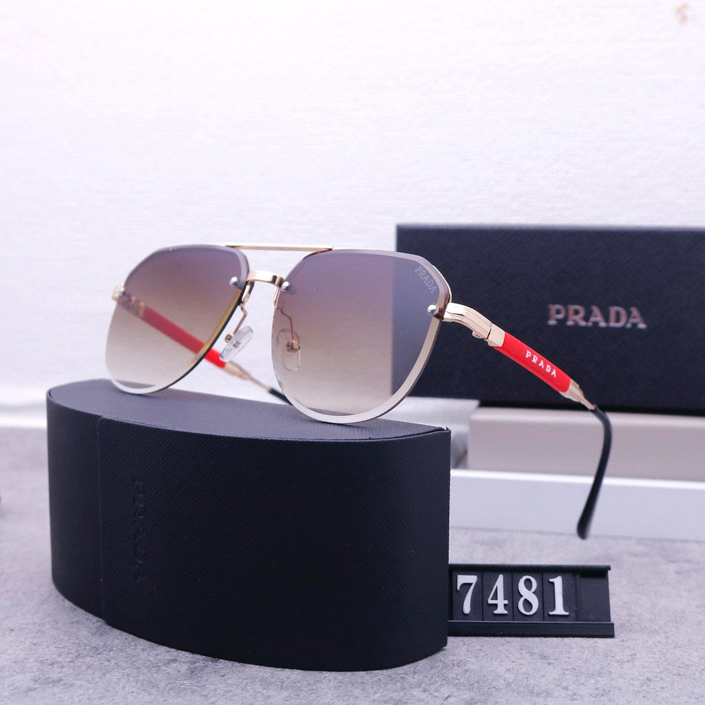 แว่นกันแดด Prada Fashion Casual Unique Frameless 2026 แว่นกันแดดขับรถสไตล์ใหม่อินเทรนด์ HD 2SK7481