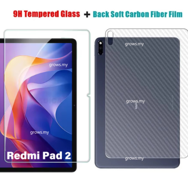 1 ชุด (ฟิล์มคาร์บอนไฟเบอร์ + กระจกนิรภัย) สําหรับ Xiaomi Redmi Pad 2 Pad2 11"2025 Poco Pad 6S Pro 12.4 5 6 7 Pro 11.2 Redmi Pad Pro 5G 12.1 SE 11