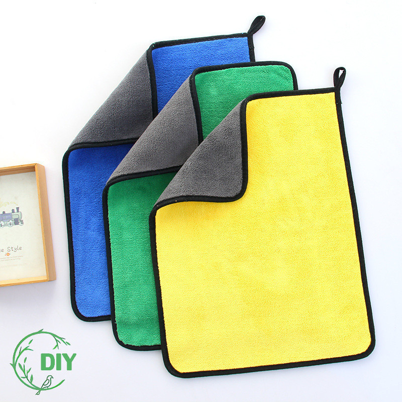 [YTL]ผ้าไมโครไฟเบอร์ 3D เกรดพรีเมี่ยม หนานุ่ม ซับน้ำไว(สีเหลืองเทา) 30x30 ผ้าเช็ดรถ