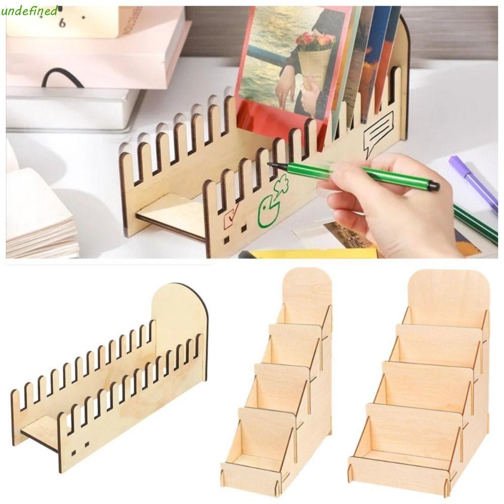 JARREDIW ขาตั้งแสดงการ์ดอวยพรไม้, 4 ชั้น DIY Business Card Storage Rack,โปสการ์ดผู้ถือที่ถอดออกได้ประหยัดพื้นที่โมเดิร์นออกแบบ Brochure Photo Display Rack Counter