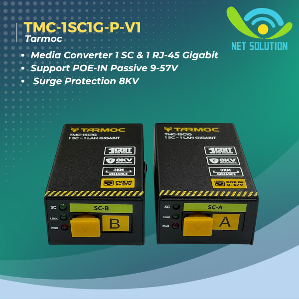 Tarmoc TMC-1SC1G-P-V1 | Media Converter 1FO 1LAN / 1 FO 1 LAN Gigabit POE IN 9-57 โวลต์ | HTB GS03 1