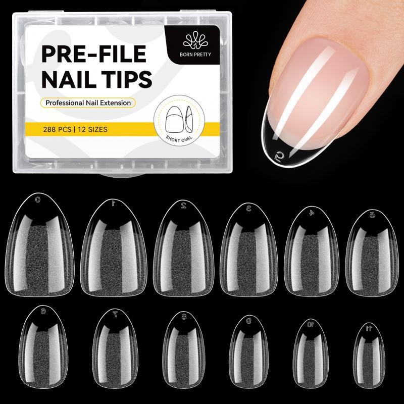 เล็บปลอม BORN PRETTY แบบกล่อง PRE-FILE NAIL TIPS 288ชิ้น เนื้อแมตต์กึ่งด้าน-wenails