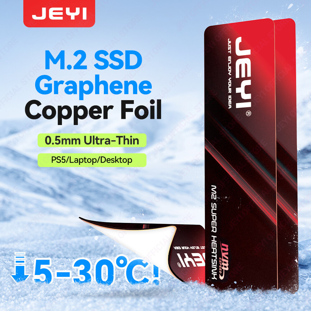 JEYI Graphene M.2 2280 SSD ฮีทซิงค์ฟอยล์ทองแดงสําหรับ NVMe/SATA SSD-Ultra Thin 0.5 มม.การนําความร้อนสูง Cooling Pad 2/5 ชิ้น