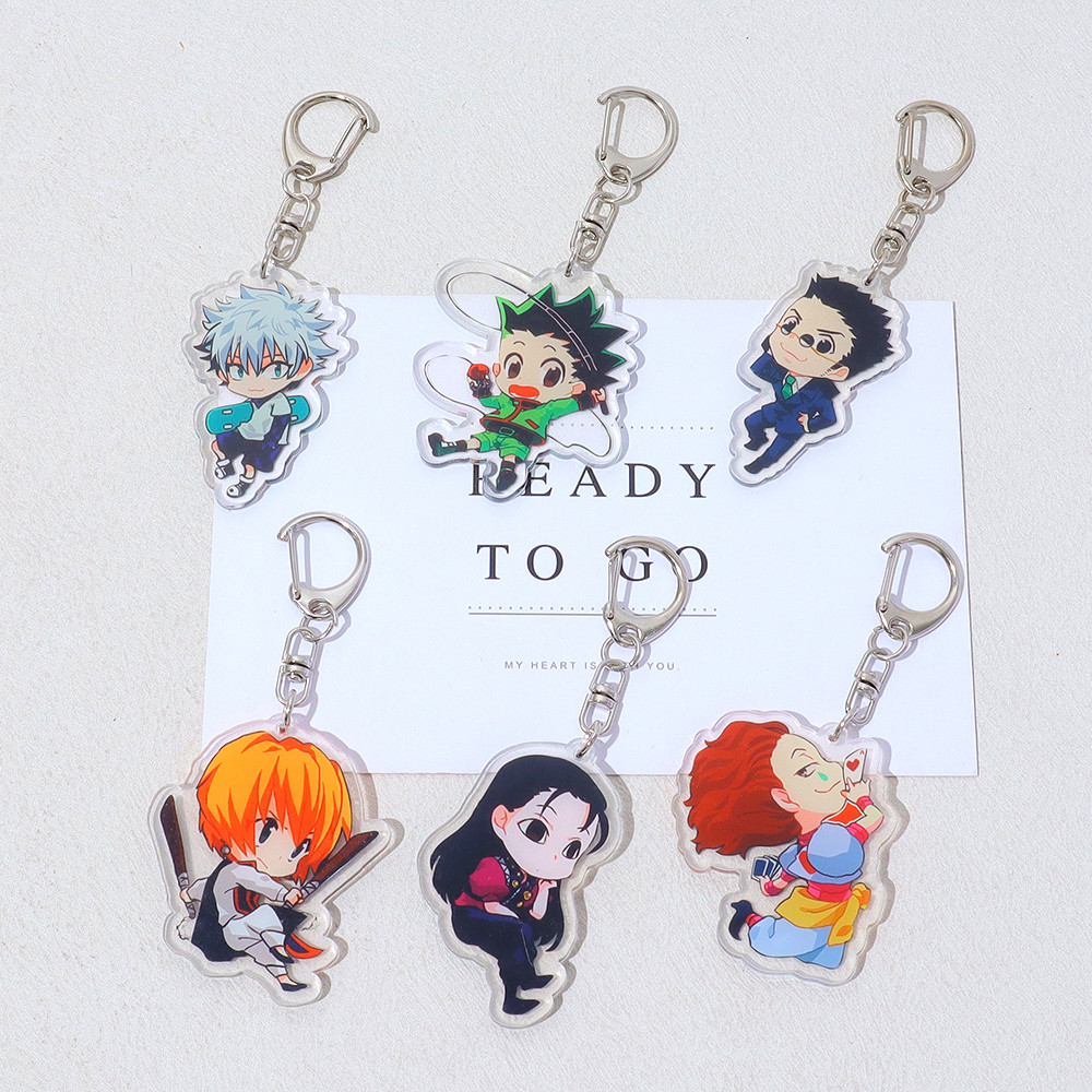 Hunter x Hunter อะนิเมะพวงกุญแจการ์ตูนสองด้าน Hisoka Kurapika Killua Zoldyck พวงกุญแจกระเป๋าเป้สะพาย