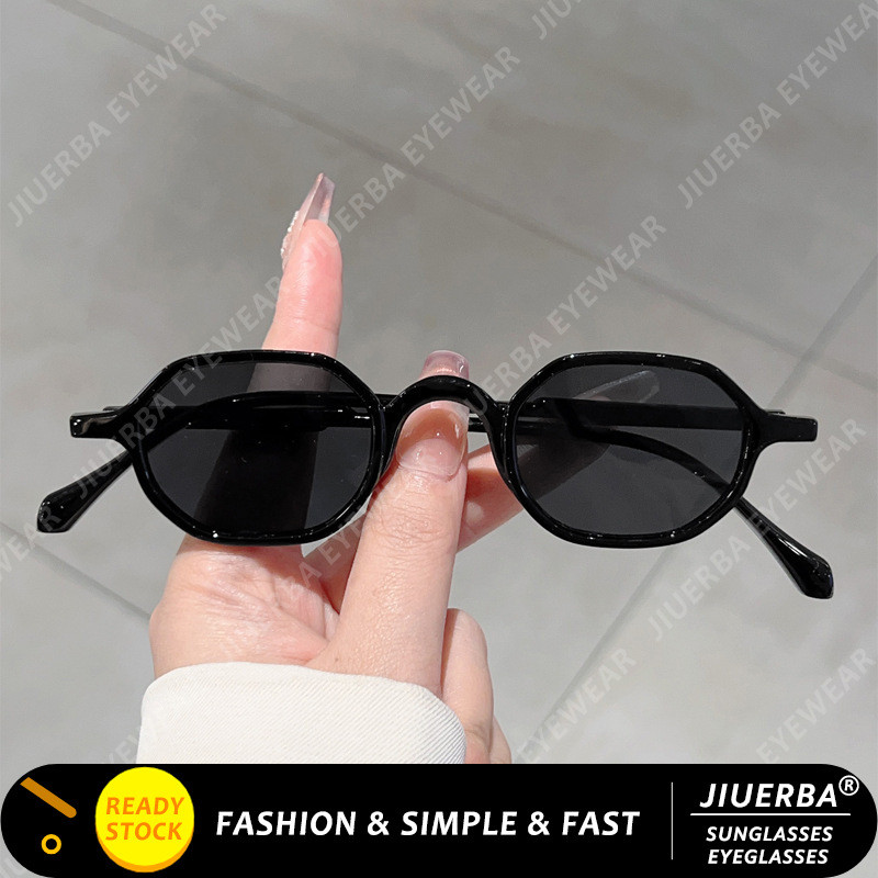 แว่นกันแดดเลนส์แบบหลายเหลี่ยมสีสันสดใส กรอบขนาดเล็ก (JIUERBA)