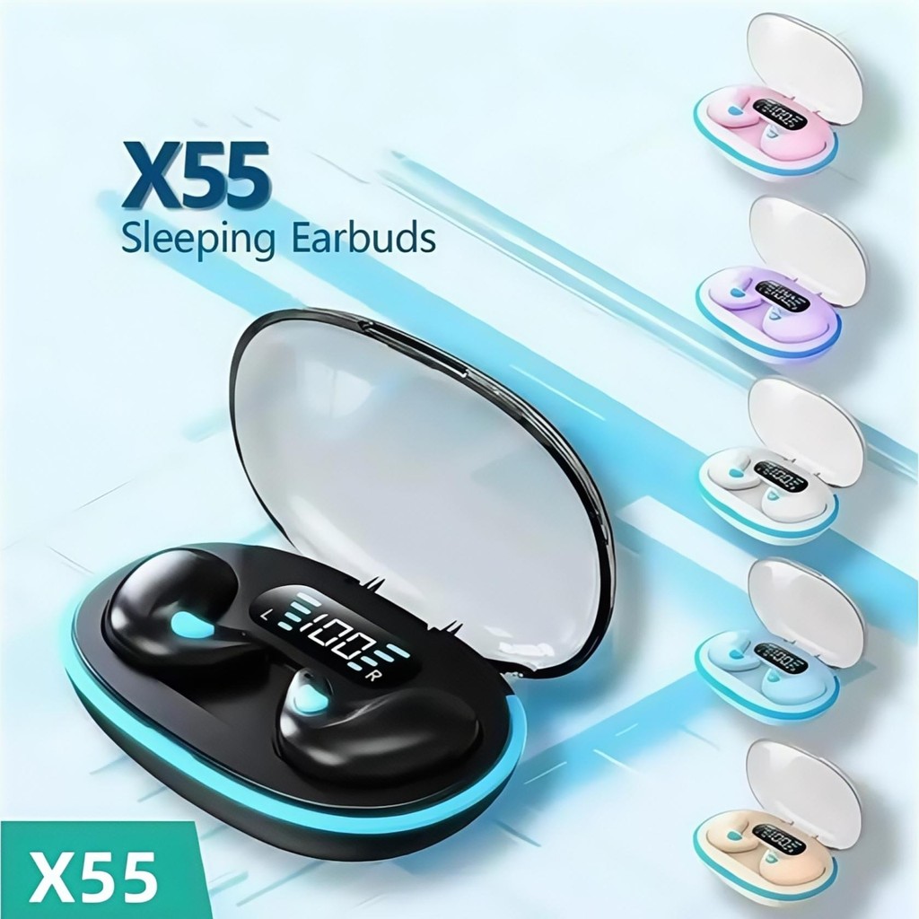 X55 หูฟังบลูทูธไร้สายนอนหลับบางเฉียบโปร่งใสกึ่งเอฟเฟกต์เสียงสเตอริโอไฮไฟการโทรด้วยเสียงที่ชัดเจนเข้ากันได้กับหลายระบบ