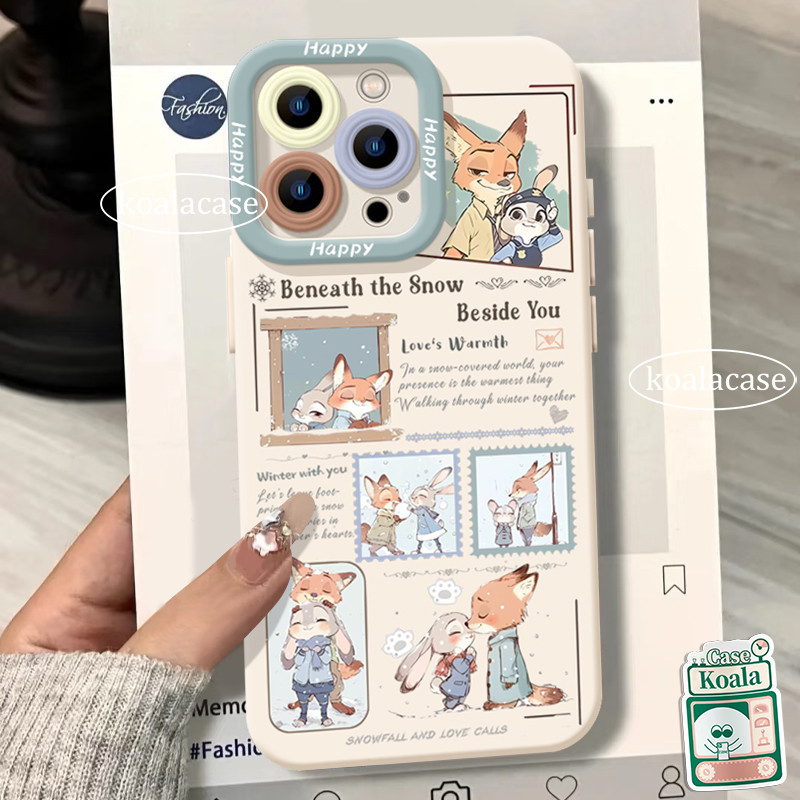 การ์ตูน Zootopia แมว จิ้งจอก พิมพ์ลายอุ้งเท้าคู่ สำหรับ IPhone XR 13 11 16 15 12 14 Pro Max 7 16 8 15Plus XS X Max เคส