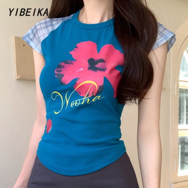 คอกลม ใส่แล้วเพรียว คอกลม หลากสี ผ้าใส่สบาย สไตล์ลำลอง เสื้อยืดทรงจีบธรรมดาสำหรับผู้หญิง