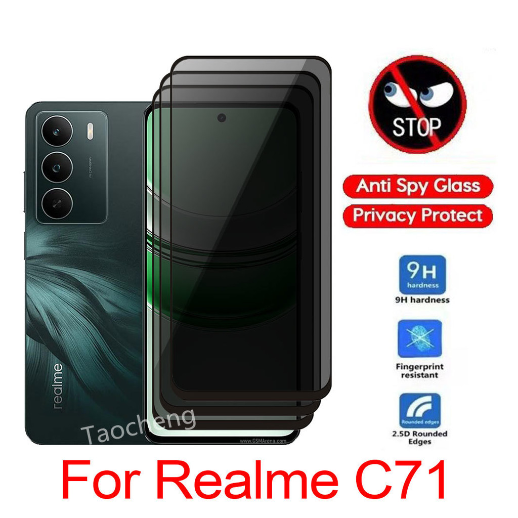 3 ชิ้นป้องกันหน้าจอความเป็นส่วนตัวสําหรับRealme C71 C 71 RealmeC71 4G 2025 Full Coverกาวส่วนตัวกระจกนิรภัยป้องกันฟิล์มAnti Peeping