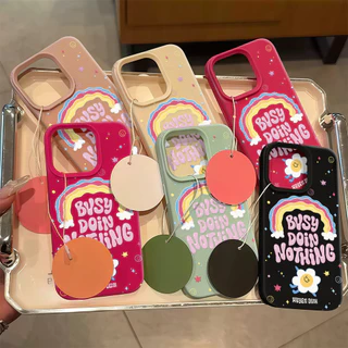เคสมือถือ For iPhone 16 Pro Max เคสนิ่ม TPU สีลูกกวาด ดอกไม้สีรุ้ง👉For iPhone 11 15 14 13 12 Pro X XS max XR 7 8Plus เคส