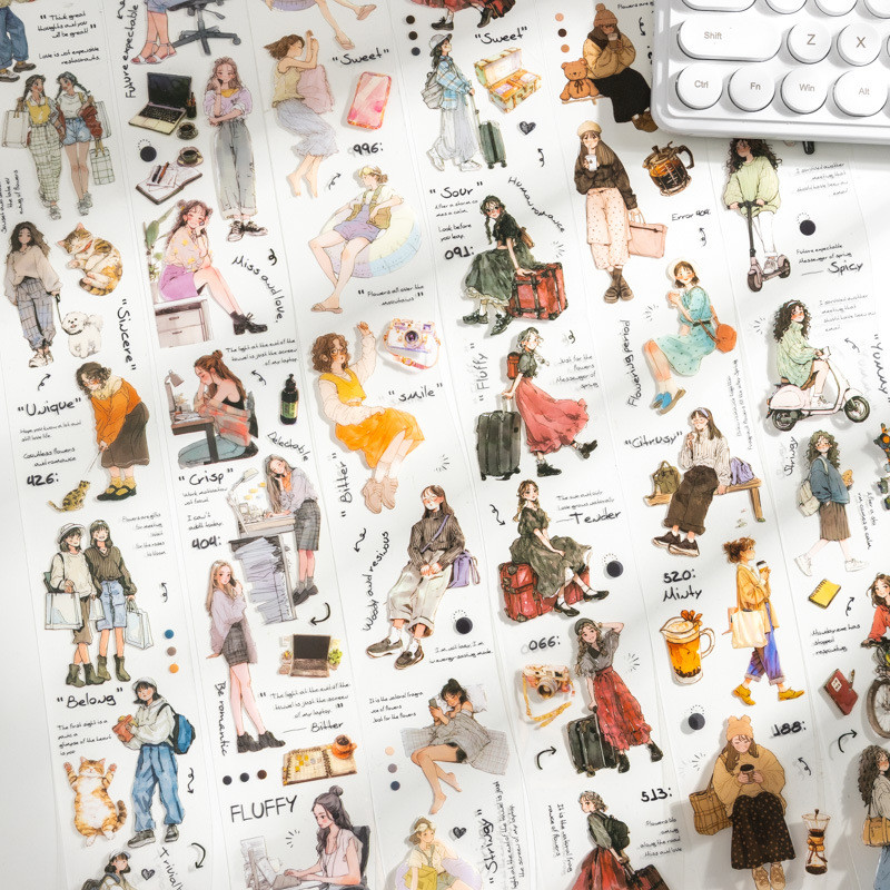 Mr. Paper ถAPE แอเดสิฟ 6 แสไตล์, PET ข 투ง, ใช้สำหรับหนังสือ DIY, trang tríรูปแบบ, ถAPE Collage