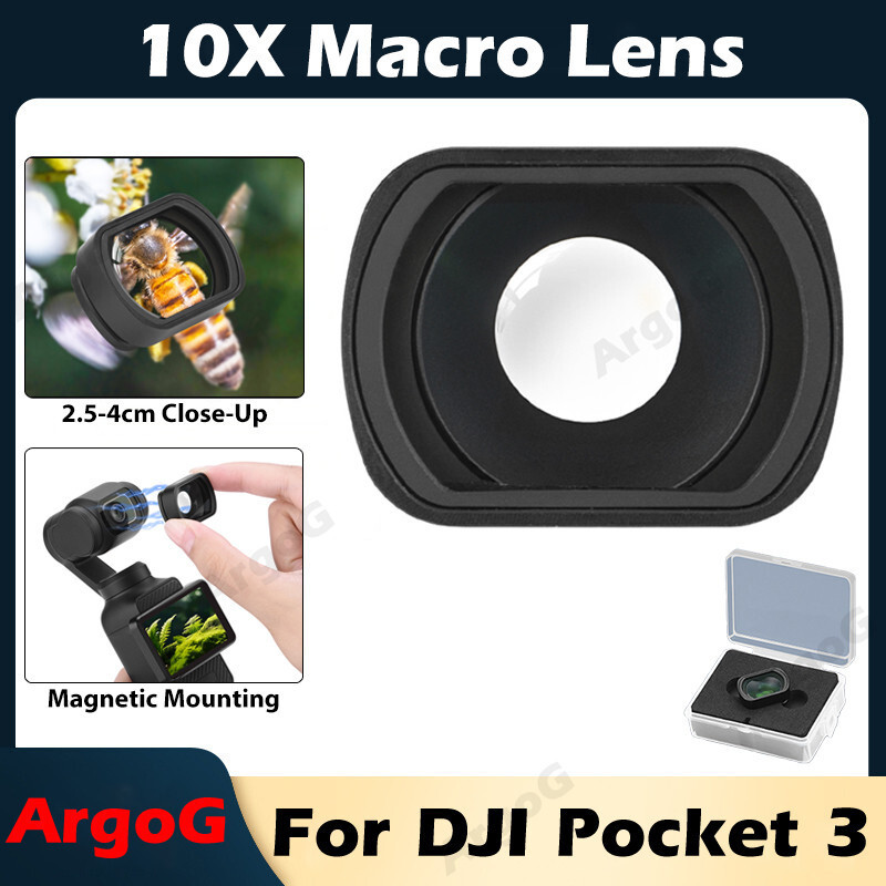 ArgoG 10X เลนส์มาโครสําหรับ DJI Osmo Pocket 3 Magnetic Mounting Macro Lens Osmo Pocket 3 อุปกรณ์เสริ
