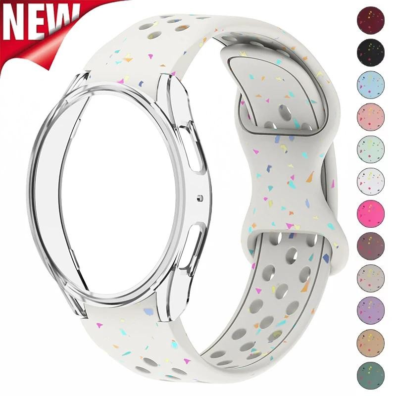 Strap + สําหรับ Samsung Galaxy Watch 7 6 40 มม.44 มม.ไม่มีช่องว่างซิลิโคน Band PC กรณี Protector สําหรับ Galaxy Watch 7 6 สร้อยข้อมือ