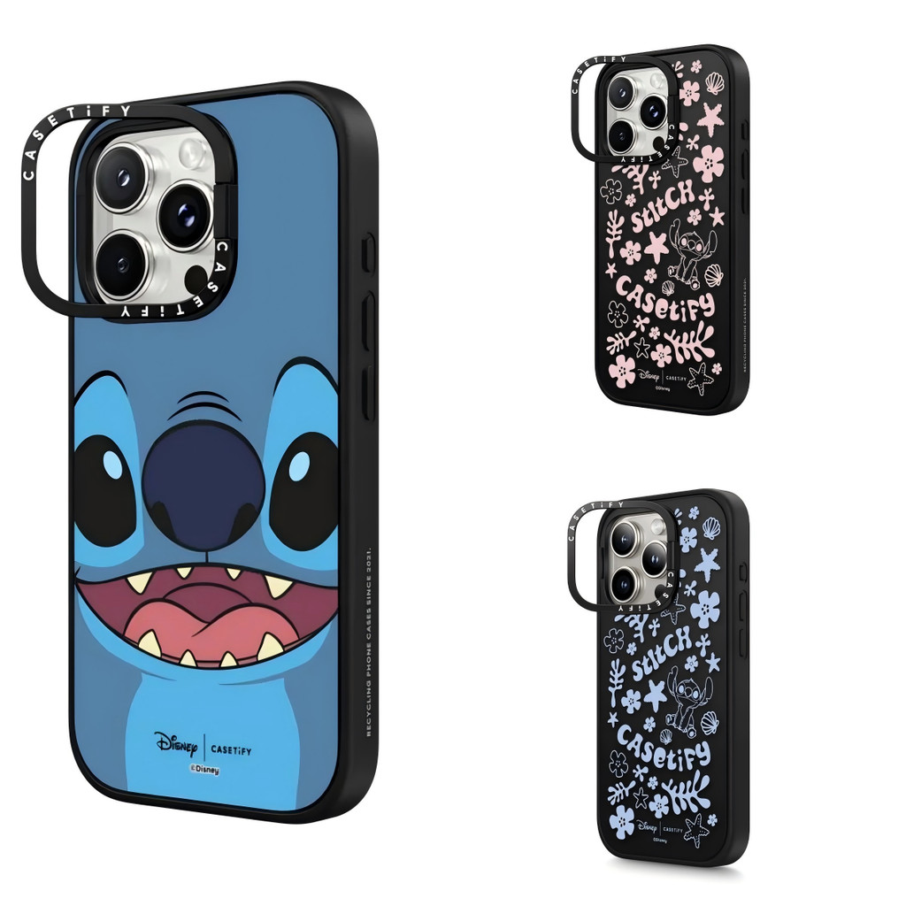 Disney Lilo & Stitch Matte Black Magnetic Kickstand Kick Stand เคสโทรศัพท์สําหรับ iPhone 16 15 14 Pro Max Plus