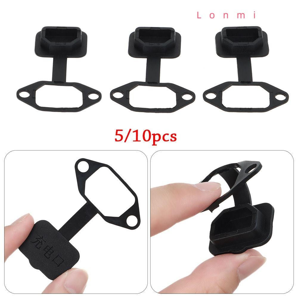 LONMI 5/10 ชิ้นพอร์ตชาร์จไฟฟ้า PVC รถยนต์ไฟฟ้าสกู๊ตเตอร์ฝาครอบซ็อกเก็ตเดี่ยวฝาครอบยาง