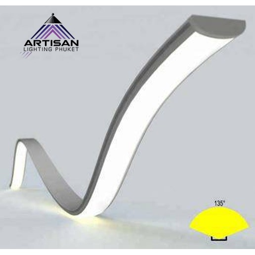 (U45) Strip Light Aluminum Profile + Opal Acrylic Cover, Size 17xH5.6mm L3M